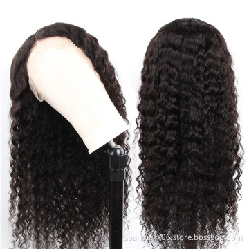 Unprocessed Brazilian Virgin Human Hair Lace Wig Vendor Wholesale Full Transparent HD Lace Front Closure 4x4 Loose Deep Wave Wig